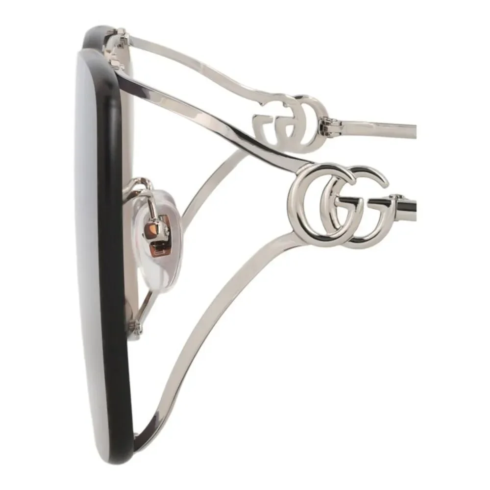 Gucci Square-Frame Metal Sunglasses Silver Womens